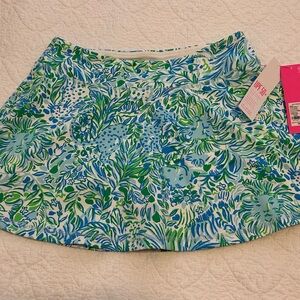 Lilly Pulitzer Aila Skort UPF 50+ Hydra Blue Dandy Lion Patterned Skirt Size S